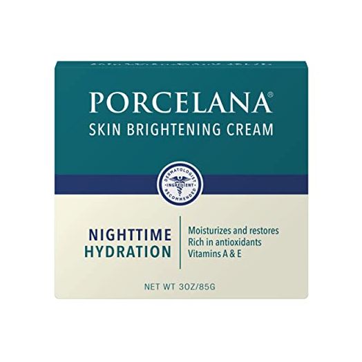 Porcelana Nighttime Hydration Cream Updated Formula - Fades Dark Spots & Evens Skin Tone - Works on Sun and Age Spots, Acne Scarring, Melasma & Other Discoloration - Extreme Moisturizer with Vitamins & Antioxidants (3 oz)