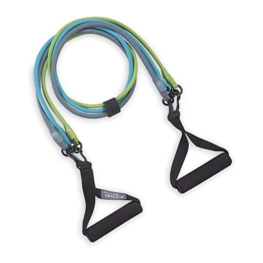 Gaiam Restore 3-in-1 Resistance Band Kit | Exercise Cord with Comfort-Grip Foam Handles & Easy-Adjust Clips for High Intensity Training