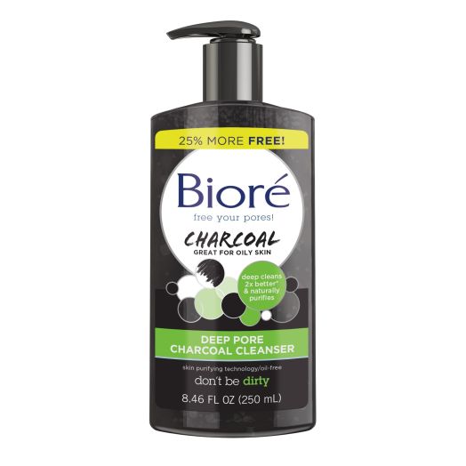 Biore Deep Pore Charcoal Daily Face Wash for Dirt & Makeup Removal, for Oily Skin, 8.46 fl oz