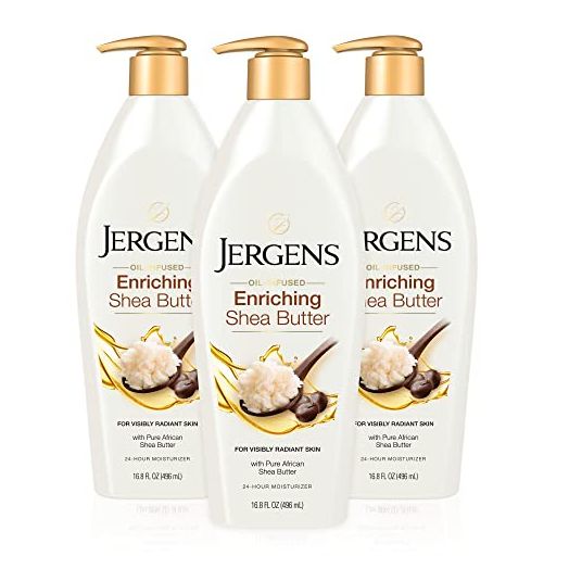 Jergens Shea Butter Body Lotion, Deep Conditioning for 3X More Radiant Skin, with Pure Shea Butter, Dermatologist Tested, 16.8 Ounces (Pack of 3)(Packaging May Vary)