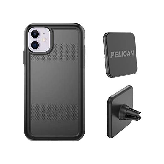 Pelican iPhone 11 Case, Protector Series – Military Grade Drop Tested, TPU, Polycarbonate Protective Case for Apple iPhone 11 - with EMS Car Vent Mount (Black)