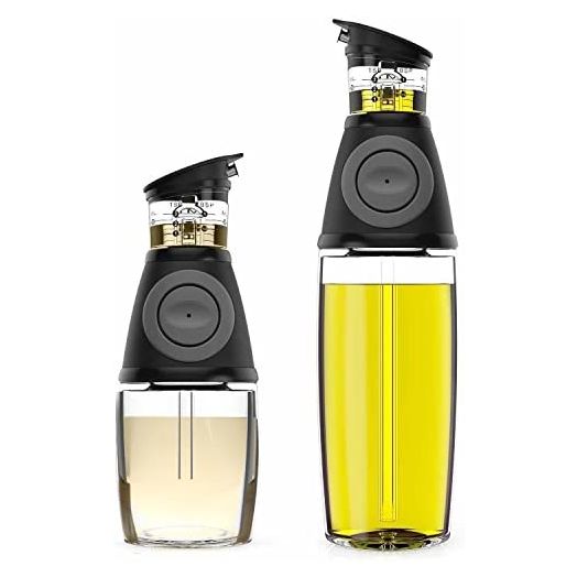 Olive Oil Dispenser - Oil Dispenser Bottle for Kitchen, Oil and Vinegar Dispenser Set, Olive Oil Bottles for Kitchen – Coffee Syrup Dispenser, Mouthwash Dispenser, 2 Pack (Glass Bottles)