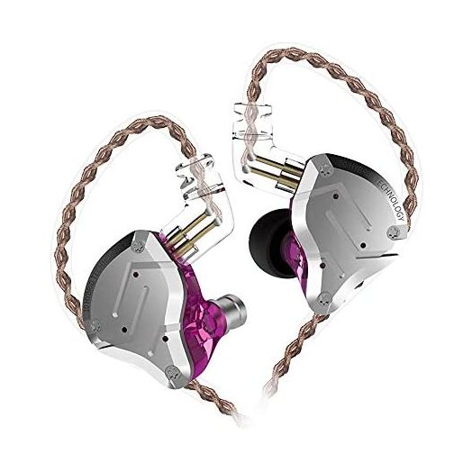 Five Driver Headphones,KZ ZS10 PRO High Fidelity Noise-Isolating Earbuds/Earphones with Detachable Cable 2Pin 0.75mm (Without MIC, Purple)