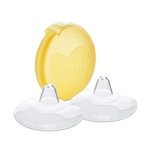 Medela Contact Nipple Shield for Breastfeeding, 24mm Medium Nippleshield, For Latch Difficulties or Flat or Inverted Nipples, 2 Count with Carrying Case, Made Without BPA