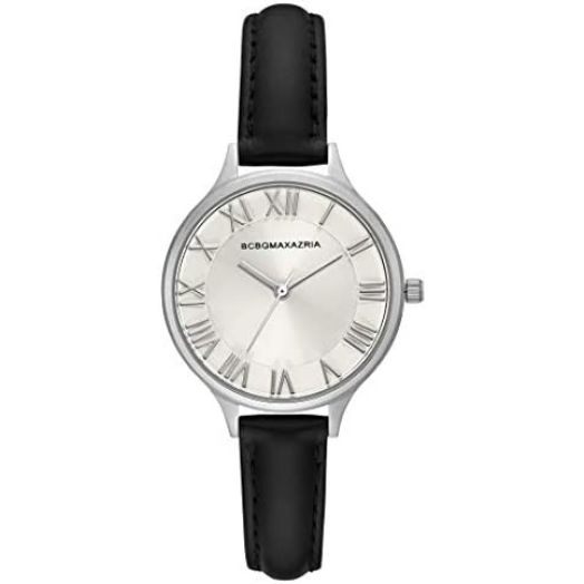 BCBGMAXAZRIA Women's Japanese Quartz Watch with Leather Strap, Black, 12 (Model: BG50991008)