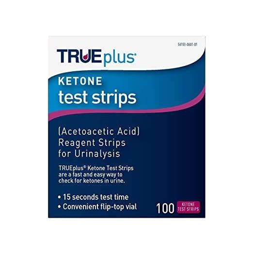 TRUEplus® Ketone Test Strips – Ideal for Low-carb dieters– Made in USA–Urinalysis Test Sticks (100)