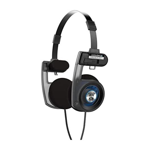 Koss Porta Pro Utility On-Ear Headphones, Detachable Interchangeable Cord System, Collapsible Design, Stealth Grey