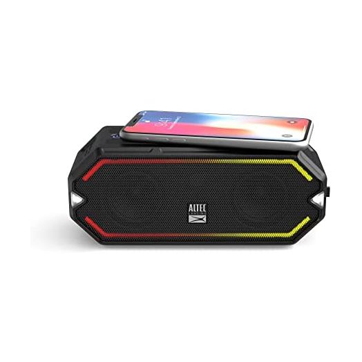 Altec Lansing HydraBlast Wireless Portable Bluetooth Speaker, IP67 Waterproof for Parties, USB C Rechargeable Outdoor Speakers with Built in Phone Charger and LED Lights, 20 Hour Playtime (Black)