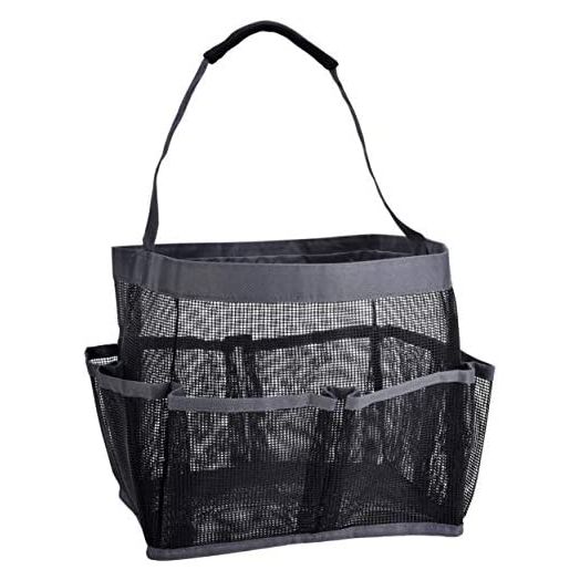 Mesh Shower Bag, Easily Carry, Organize Bathroom Toiletry Essentials While Taking a Shower. (9-Pockets, Black)