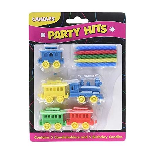 Oasis Supply Colorful Birthday Party Train Candle Holder For Cake Decorations, 7” x 3”, 5 Candles Included