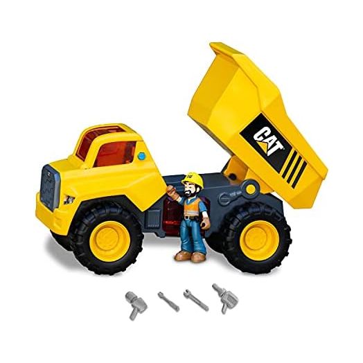 CAT Construction Toys, Power Action Crew 12" Dump Truck with Action Figure, Lights and Sounds, Ages 3 and Up