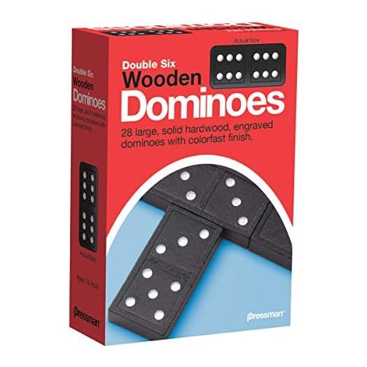 Pressman Toy Double Six Wooden Dominoes, 28 Pieces Wooden Dominoes Six