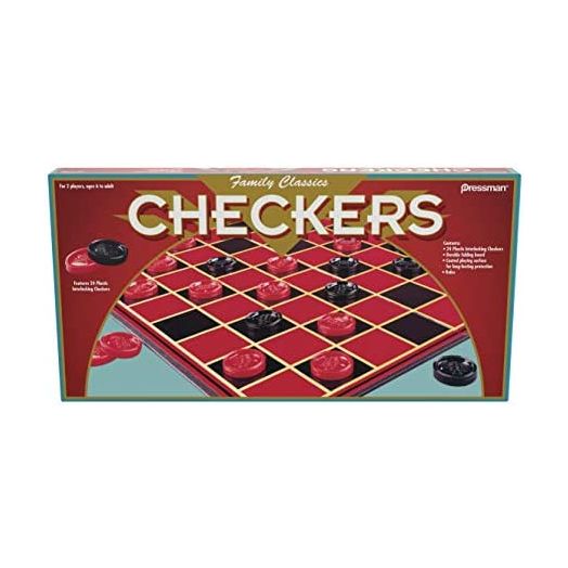 Pressman Family Classics Checkers, With Folding Board and Interlocking Checkers