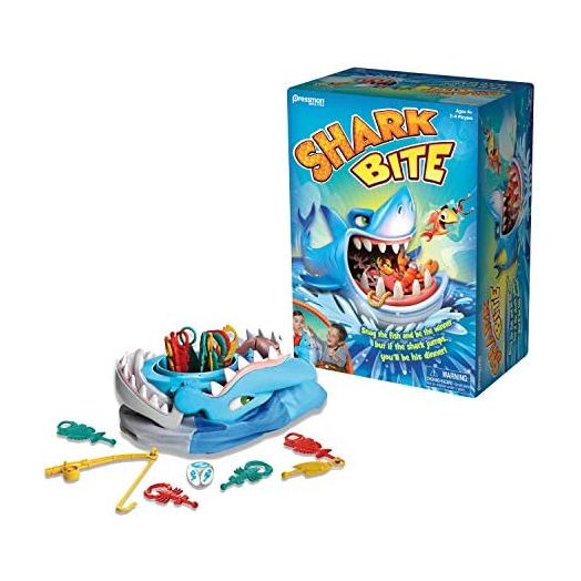 Pressman Shark Bite, Roll the Die and Fish for Colorful Sea Creatures Before the Shark Bites Game! Blue Sky, 5"