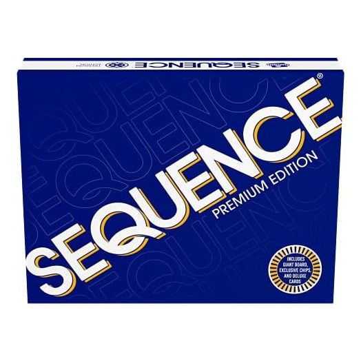 Sequence Premium Edition - Stunning Set with Giant Board (20.25 x 26.25 inches), Exclusive Chips and Deluxe Cards by Goliath, Blue, for Ages 7+