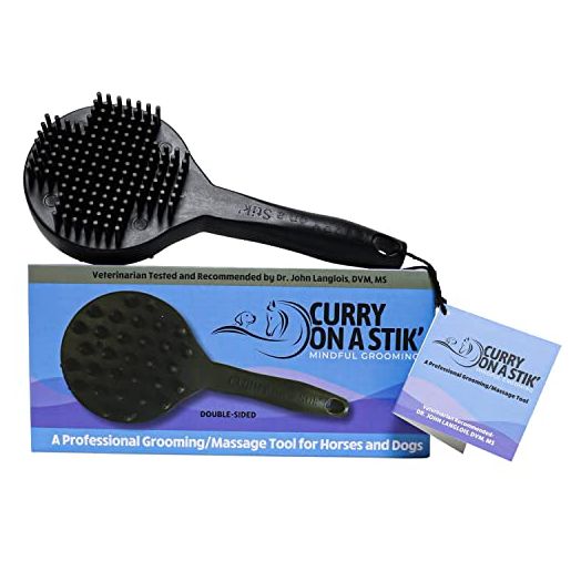 Curry on a Stik' - Dog Brush for Shedding, Grooming, Bathing, & Therapeutic Massage Tool - For Long & Short Haired Dogs - Decreases Shedding & Increases Coat Health - Veterinarian Approved - Ergonomic
