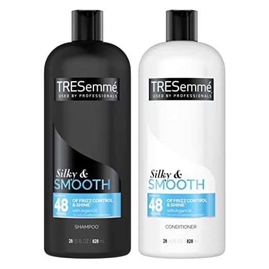 TRESemme Shampoo and Conditioner Set, Silky & Smooth, Argan Oil with Vitamin E, Anti Frizz Hair Products, 28 Fl Oz each