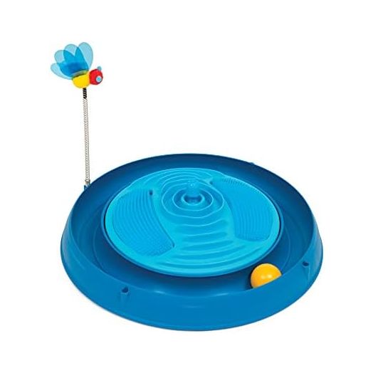 Catit Play Circuit Ball Cat Toy with Scratch Pad, Catnip Toy, Blue, 43001
