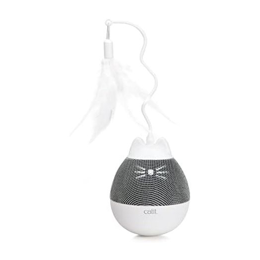 Catit PIXI Spinner, Treat Dispensing Cat Toy, Silver