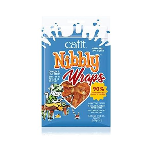 Catit Nibbly Wraps, Grain-Free Cat Treat, Chicken & Fish Recipe, 1.06 oz.