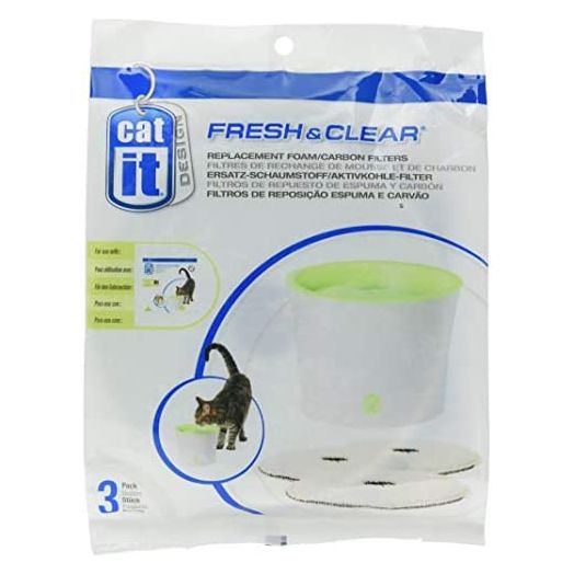 Catit Fresh and Clear Replacement Foam/Carbon Filters, Pack of 3