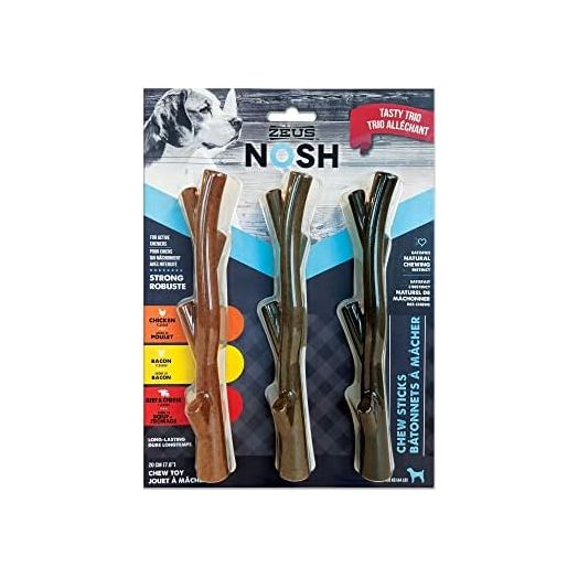 ZEUS Nosh Strong Chew Sticks, Dog Chew Toy, Tasty Trio 3-Pack (96446)