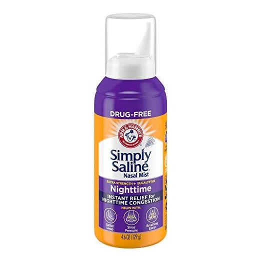 ARM & HAMMER Simply Saline Nighttime Nasal Mist 4.6oz- Instant Relief for SEVERE Congestion- One 4.6oz Bottle