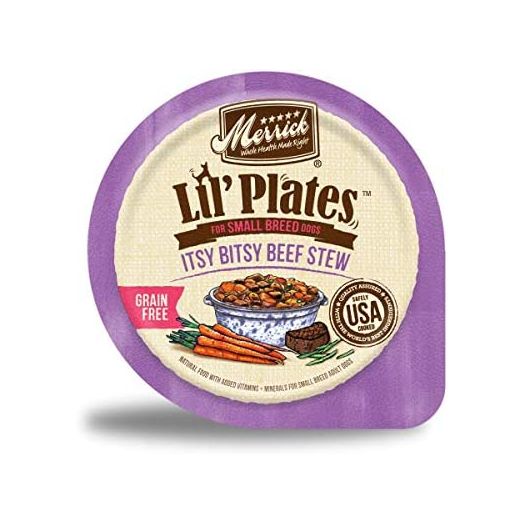 Merrick Lil' Plates Grain Free Small Dog Food, Itsy Bitsy Beef Stew Recipe, Wet Dog Food - (12) 3.5 oz. Tubs