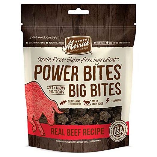Merrick Power Bites Dog Treats Big Bites, Beef and Sweet Potato Recipe - 6 oz Bag