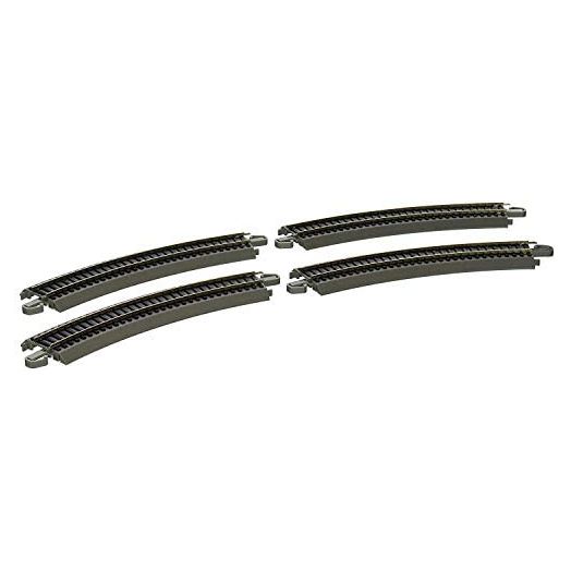 Bachmann Trains - Snap-Fit E-Z TRACK 15” RADIUS CURVED TRACK (4/card) - NICKEL SILVER Rail With Gray Roadbed - HO Scale