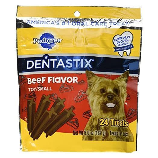 Pedigree Dentastix Beef Flavor Toy/Small Treats For Dogs - 6 Oz. 24 Treats