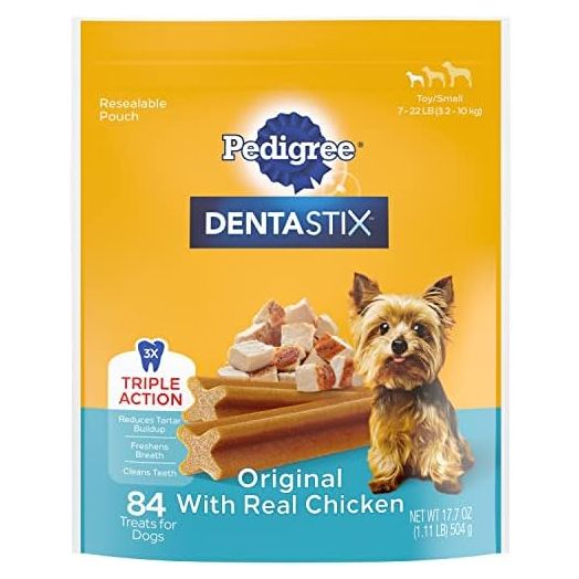 PEDIGREE DENTASTIX Toy/Small Dog Dental Treats Original Flavor Dental Bones, 1.11 lb. Pack (84 Treats)
