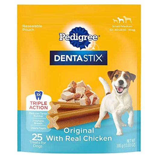PEDIGREE DENTASTIX Small/Medium Dog Dental Treats Original Flavor Dental Bones, 14.1 oz. Pack (25 Treats)