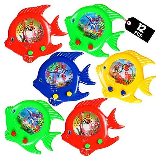 Bedwina Fish Ring Toss Water Games, Handheld Retro Mini Game Pocket Travel (Pack of 12)