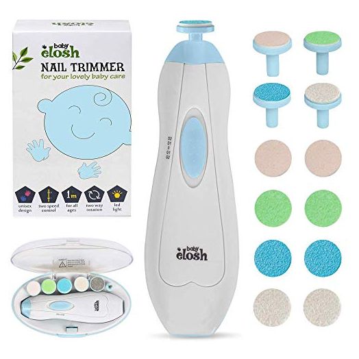Baby Nail Trimmer File Electric - [Upgraded] Safe Nail Clippers with 12 Units Gift for Newborn Toddler Kids or Women Toes and Fingernails, Care, Polish and Trim, AA Battery Operated (Not Include)