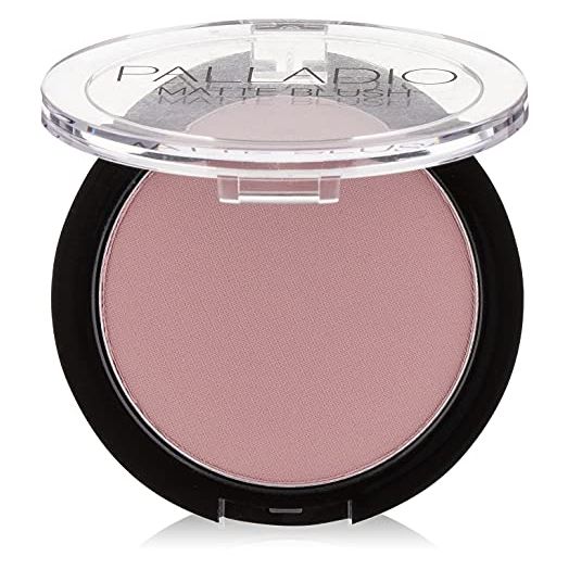 Palladio Matte Blush, Brushes onto Cheeks Smoothly, Soft Matte Look and Even Finish, Flawless Velvety Coverage, Effortless Blending Makeup, Flatters the Face, Convenient Compact, Berry Pink