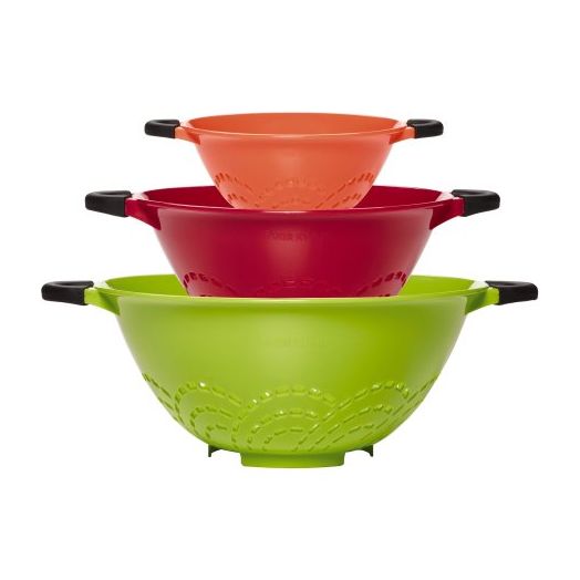 Farberware Soft Grip Set of 3 Strainers, Assorted Colors