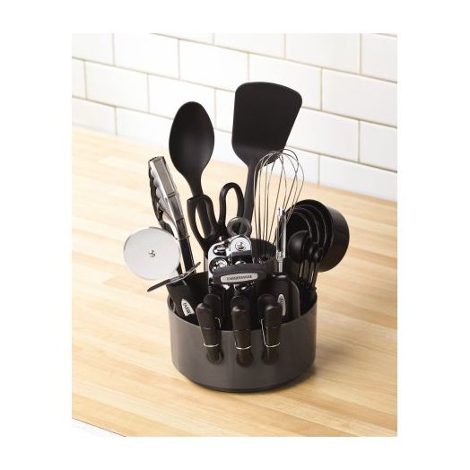 Farberware Colourworks 20 Piece Black Kitchen Utensils Caddy Set