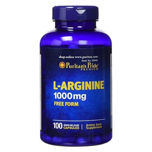 Puritan's Pride L-arginine 1000 Mg Capsules, 100 Count, White, (4332490165)