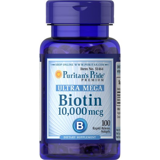 Puritans Pride Biotin 10000 mcg100 Softgels