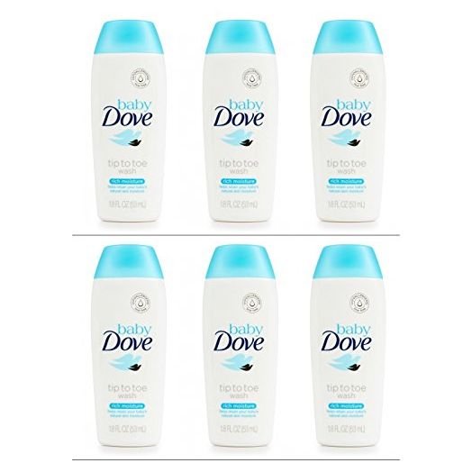 Baby Dove Body Wash Tip To Toe Sensitive Moisture 1.8 Oz Travel Size (Pack Of 6)