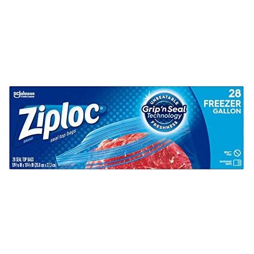 Ziploc Freezer Bags with New Grip 'n Seal Technology, Gallon, 28 Count