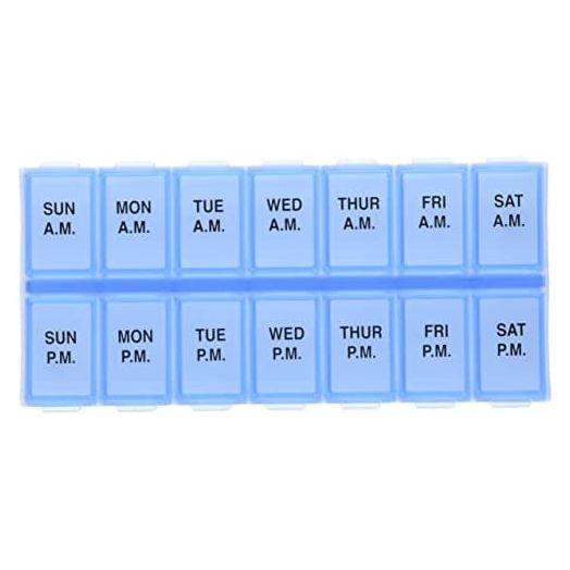 Ezy Dose Weekly (7-Day) AM/PM Pill Organizer, Vitamin and Medicine Box, Large Compartments, 2 Times a Day, Assorted Colors