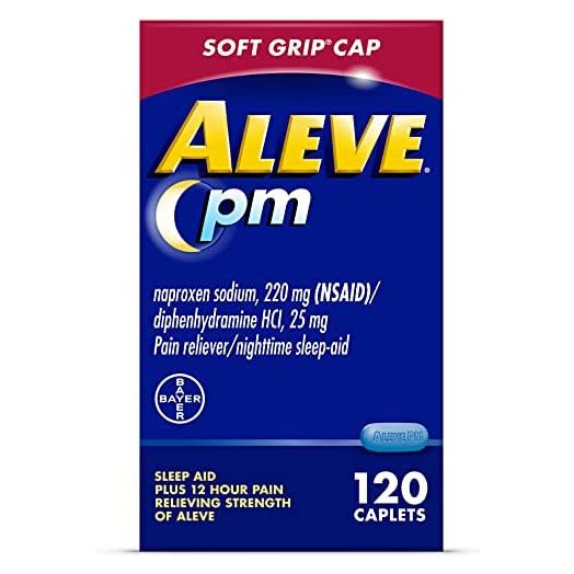 Aleve Pain Relief and Nighttime Sleep Aid, Naproxen Sodium Caplets, 120 Count