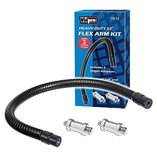 Vidpro FA-22 Heavy-Duty 22-inch Flex Arm Kit - Stiff Yet Flexible Mounting for Mobile Phones Cameras Microphones Lighting and More Fits Most Stands Tripods Rigs Grips and Clamps Holds Up to 3 Lbs