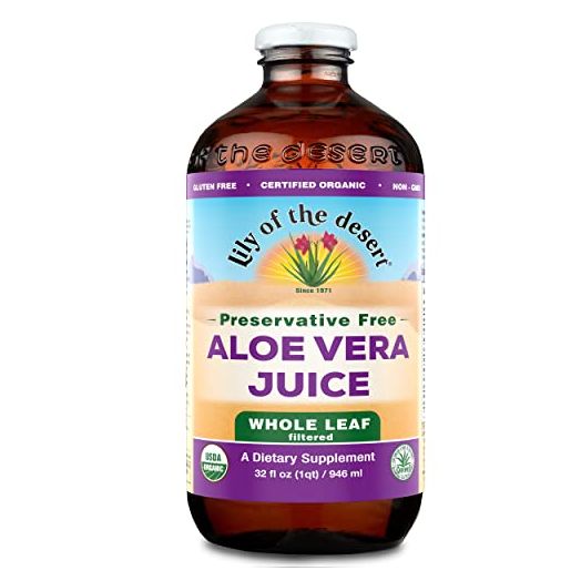 Lily of the Desert Aloe Vera Juice Drink, USDA Certified Organic Whole Leaf, Preservative Free, Vegan Dietary & Immune Support, Gluten Free Liquid Digestive Aid, No Water Added, 32 Fl Oz