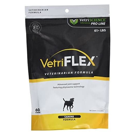 VetriScience Vetri-Flex Chews for Dogs over 60 pounds - Veterinary Recommended Canine Joint Supplement for Hips and Knees - 60 Soft Chews