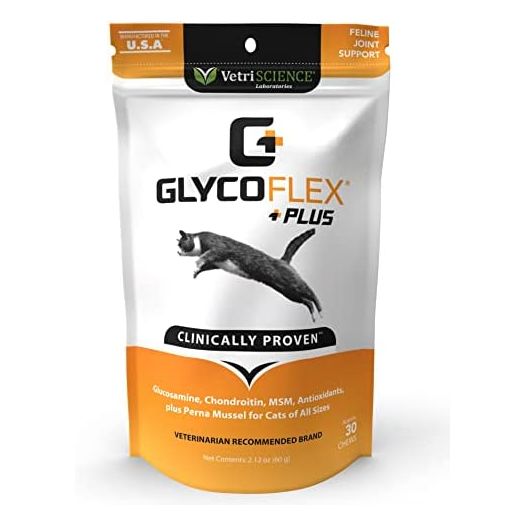 VETRISCIENCE Glycoflex Plus Chondroitin Maximum Strength Hip and Joint Supplement for Cats, 30 Chews