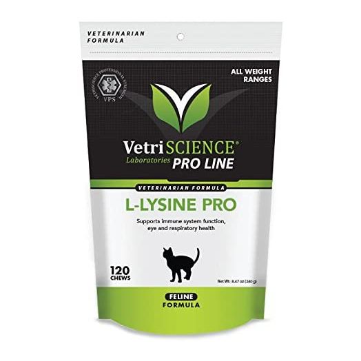 VetriScience L-Lysine Pro for Cats - Immune System Support for Felines - 120 Small Soft Chews