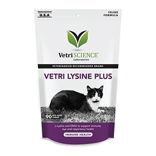 VetriScience Laboratories - Vetri Lysine Plus, Immune Support Supplement for Cats, 90 Bite Sized Chews